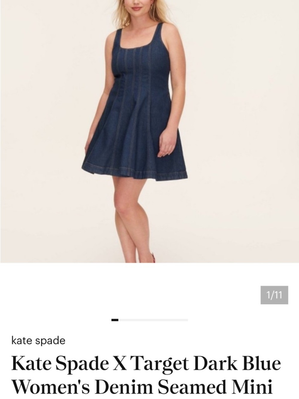 kate spade Dark Blue Denim Seamed Sleeveless Mini Dress
